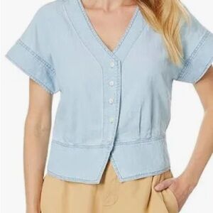 Madewell Denim Pleated Top